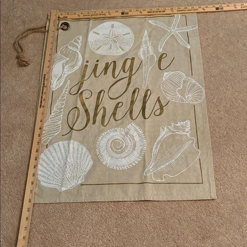 Christmas in July! Large Jingle Shells Burlap Flag